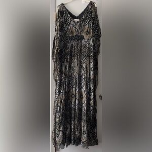 STUNNING! BADGLEY MISCHKA BEADED SILK FORMAL MAXI DRESS/KAFTAN SIZE XL 14/16